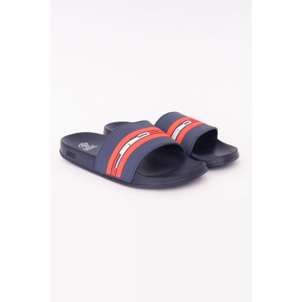 Crosshatch Mens Mentella Sliders / Navy/Red
